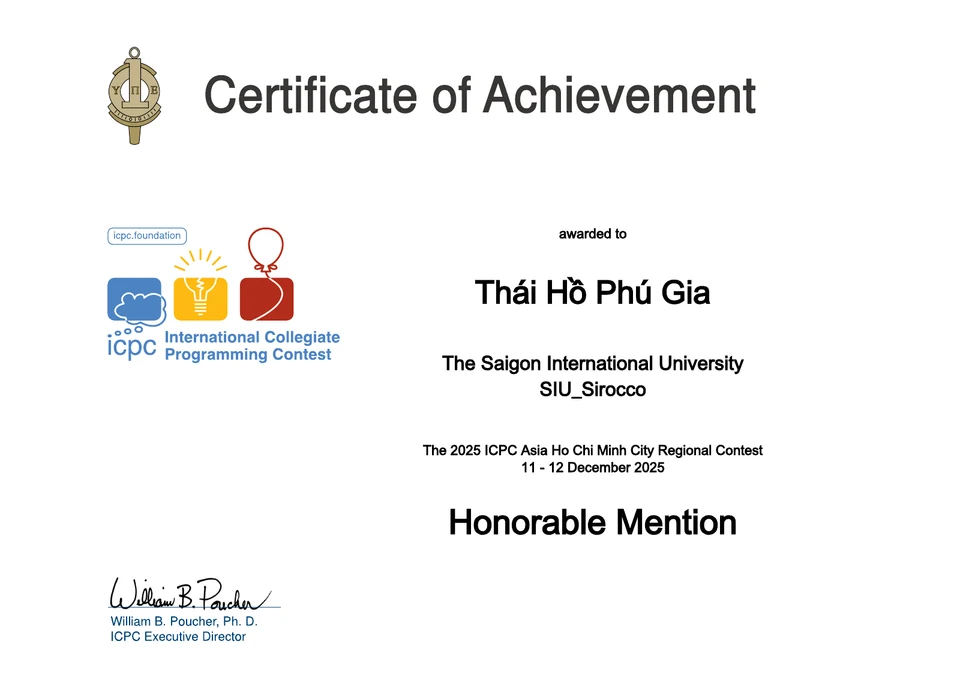 ICPC Asia HCMC Regional 2025 · Honorable Mention