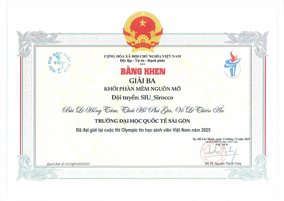 OLP 2025 · Giải Ba khối Phần mềm nguồn mở