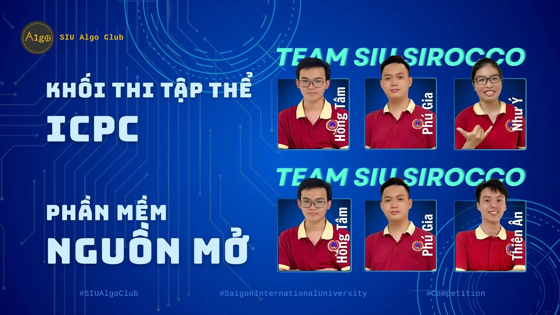 Đồ họa hai đội hình SIU_Sirocco ở ICPC và Phần mềm nguồn mở, có tên Phú Gia.