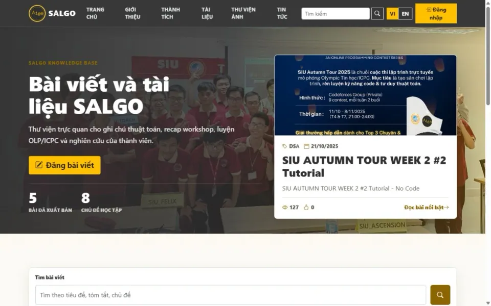 Hình ảnh bổ sung của dự án SALGO — Website câu lạc bộ thuật toán