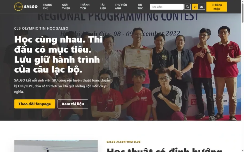 Minh họa dự án SALGO — Website câu lạc bộ thuật toán