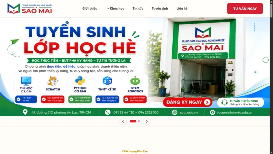 Minh họa dự án SVTC — Website đào tạo & tuyển sinh